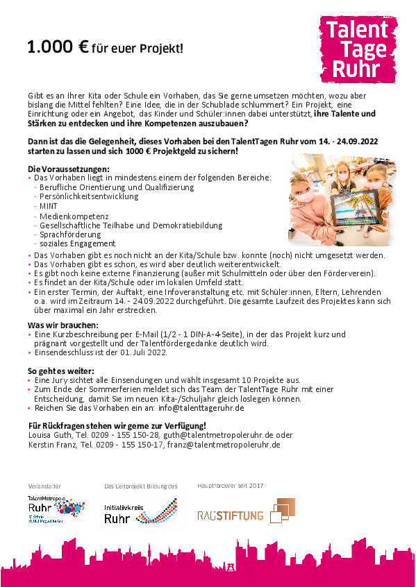 Merkblatt 1000 € Projekt 2022